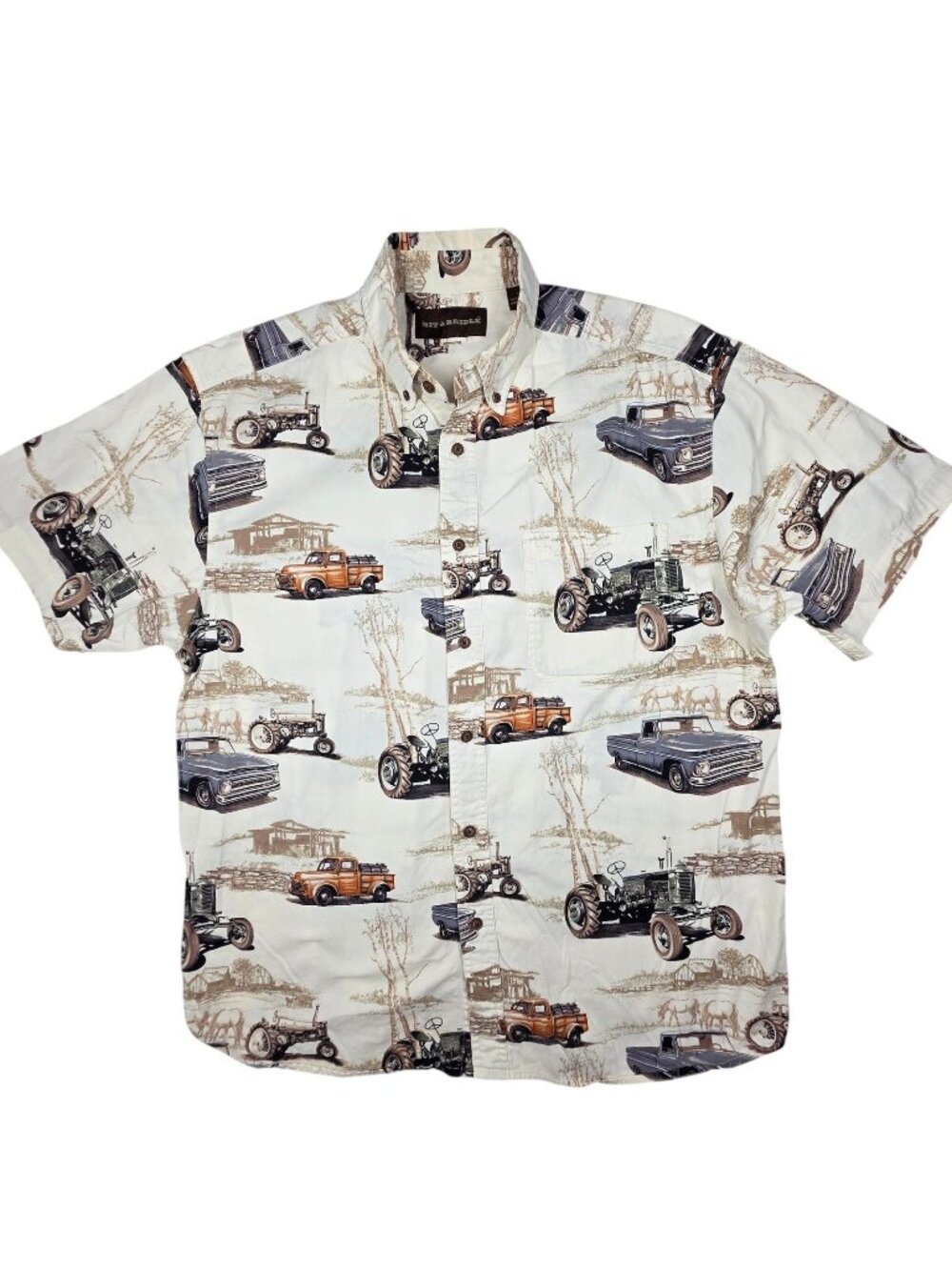 Bit & Bridle Shirt Mens Large White Tractor Truck Farm Western Cotton Graphic
